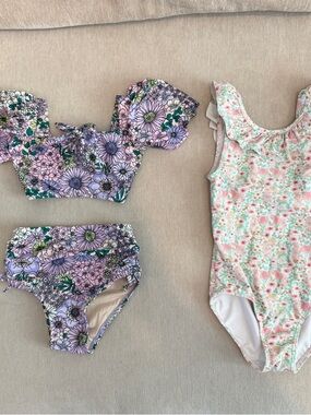 2 SWIMSUITS Floral Girls swimsuit bundle